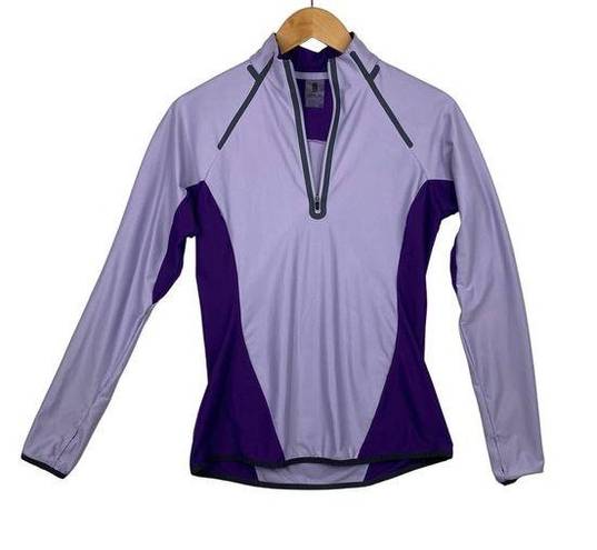 Second Skin Women's  Long Sleeve 1/2 Zip Purple Athletic Training Pullover-Medium