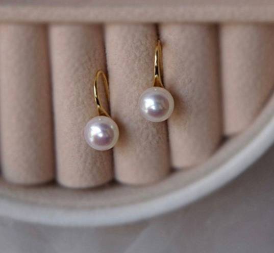 Elegant White Pearl Dangle Drop Earrings for Women, Pearl Earrings Gold