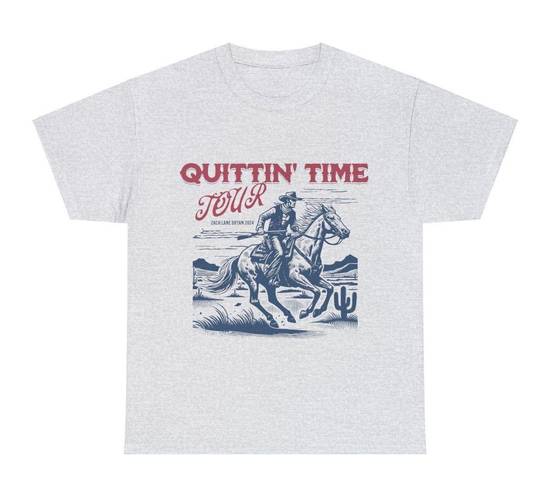 Zach Bryan Merch The Quittin Time Tour Tee Gray Size L