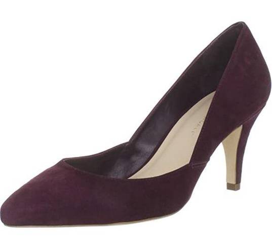 Loeffler Randall  Tamsin Pointed Toe Pumps Mid Heel Stiletto Suede Bordeaux 8.5