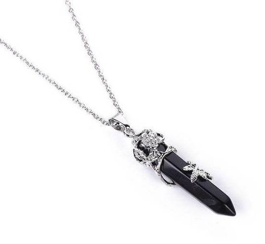 Onyx  Natural Stone Point Chakra‎ Healing Gemstone Pendulum Pendant Neckla…