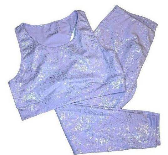 Kimberly Purple Metallic Activewear Sports Bra and Legging Set