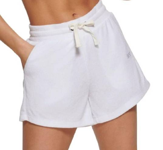 DKNY  Sport Women's White Towel Terry Cloth Drawstring Shorts Size M