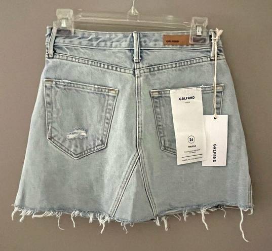 GRLFRND Revolve  BUTTON FLY DENIM SKIRT EVA CAR WASH SIZE 26/2