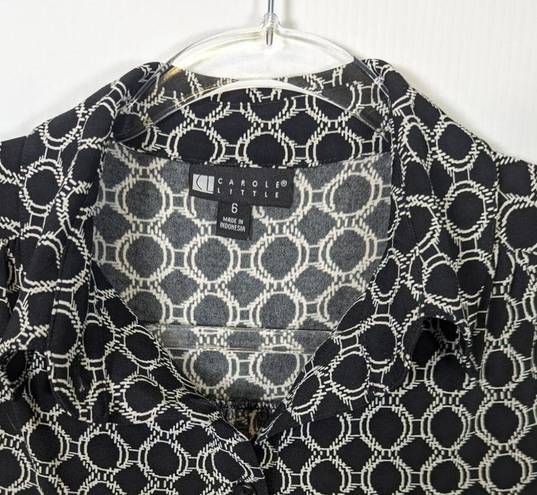 Carole Little  Vintage 90's Y2K Pullover Polo Shirt Dress Geometric Print Blk Wht