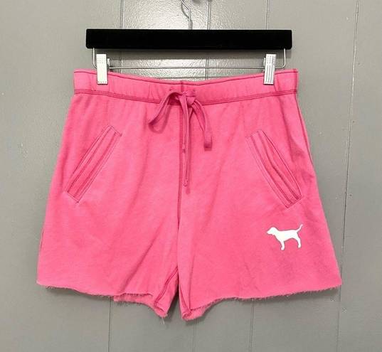 PINK - Victoria's Secret  Pink Logo Y2K Fleece Cut-off Loungewear Sweat Shorts