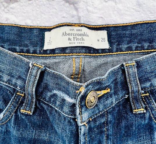 Bermuda Abercrombie &‎ Fitch Short Womens 2/26 Blue Cotton Distressed Denim 