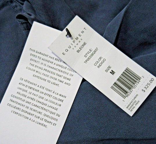 Equipment NWT  Bleone in Indigo Silk Utility Roll Sleeve Button Down Shirt M $325