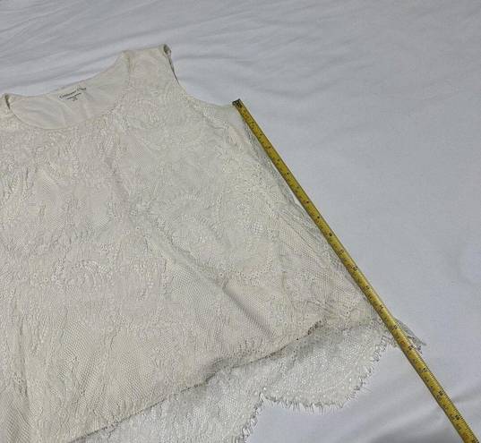 Coldwater Creek  Ivory Lace Overlay Tank Top Shirt Size Medium M (10-12)