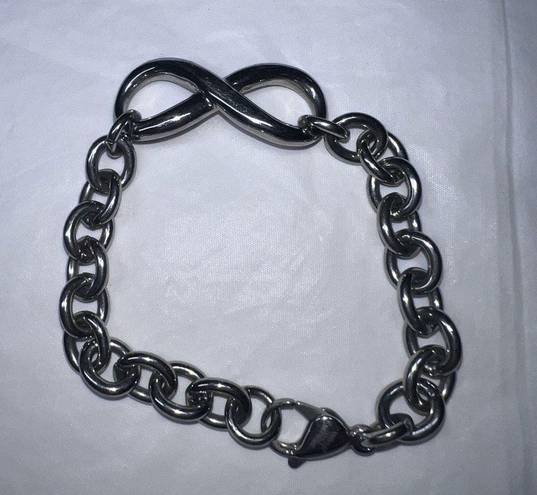 infinity Stainless Steel Gunmetal Tone Chunky Chain  Sign Bracelet