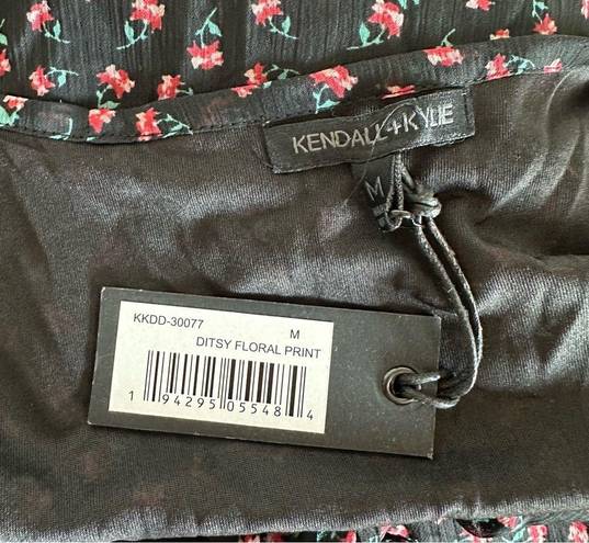 Kendall + Kylie NWT  Maxi Dress Ditsy Floral Print Black Size Medium