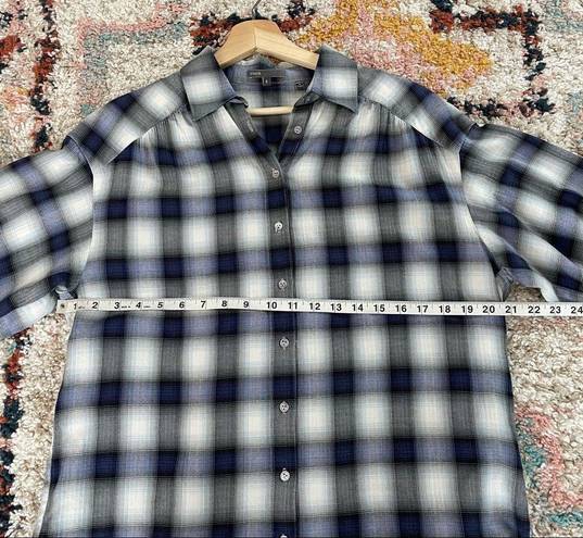 Vince  blue plaid button up blouse shirt