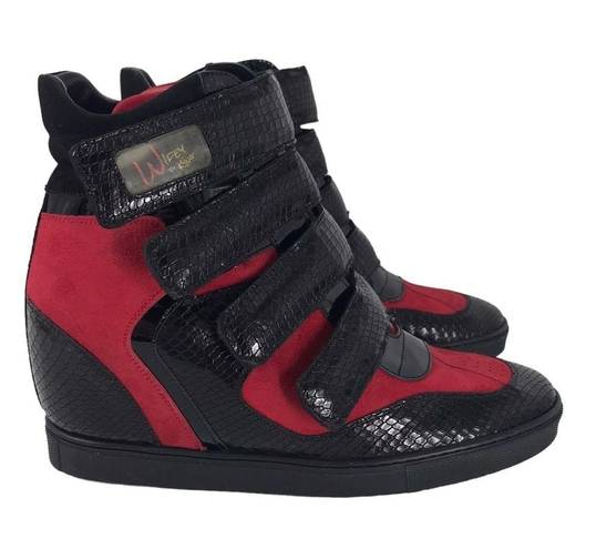 Krass&co WIFEY RED WEDGE SNEAKER By Kyng Brand . WOMENS SIZE 9 CUSTOM CRAFTED $225