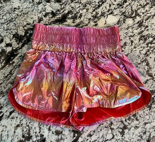 Free People  Movement The Way Home Shorts In Pink Rainbow Metallic Size Medium