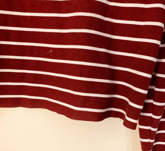 Hollister Striped Hooded Crop Top in Burgundy size S