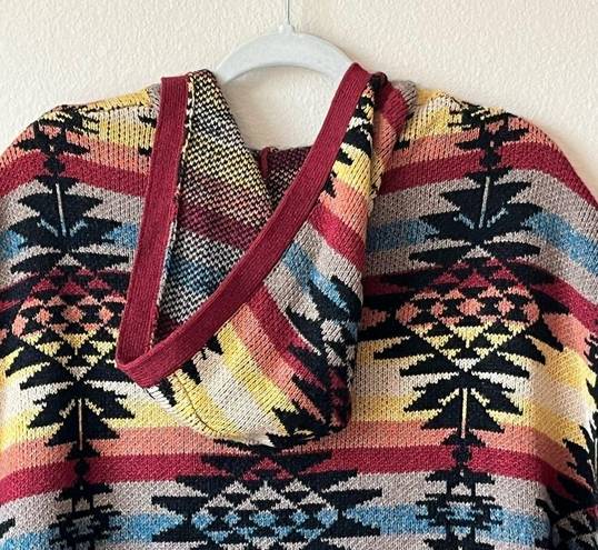 American Eagle  Aztec Western Fringe Oversized Hooded Poncho Cardigan Size XS-S