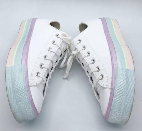 Converse  CTAS Lift Ox Platform Shoes Pastel Glitter Rainbow White Womans US 10.5