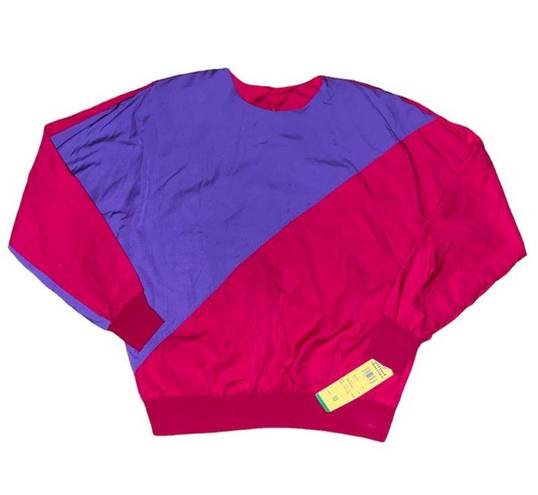 Alfred Dunner Petite Deadstock Vintage 90s Alfred Dunner Color Block Lightweight Pullover Sweatshirt Jacket