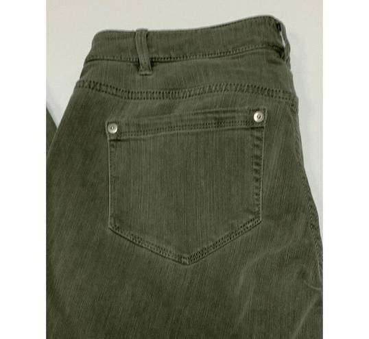 J.Jill  Women’s Authentic Fit Cropped Fringe Hem Denim Jeans Olive Green Size 4