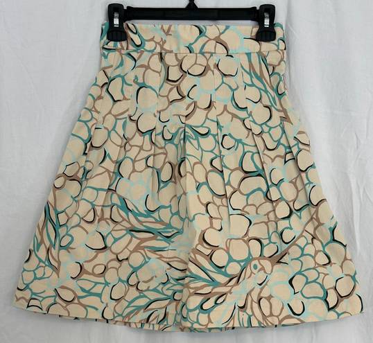 Lilly Pulitzer Bird Print Skirt Drop Waist Pleats Khaki and Blue Size 8