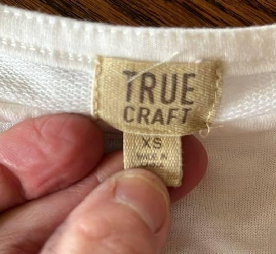 True Craft Christmas Shirt First Coffee then Presents Womens XS White Red Oversized Top