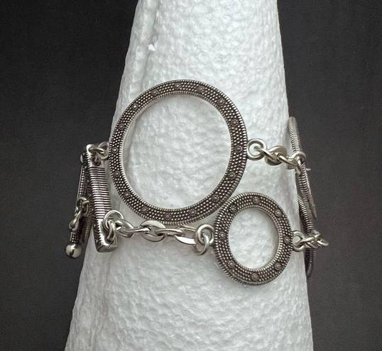 Brighton  Silver Chunky Circle Layer Multi Bracelet Toggle Statement Gift Heart