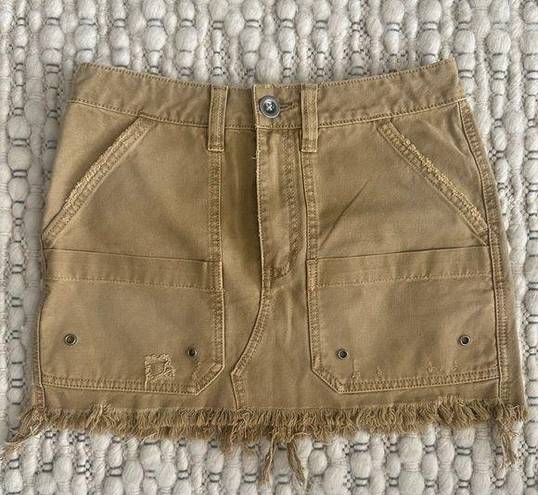 Free People  Tan Utility Mini Skirt