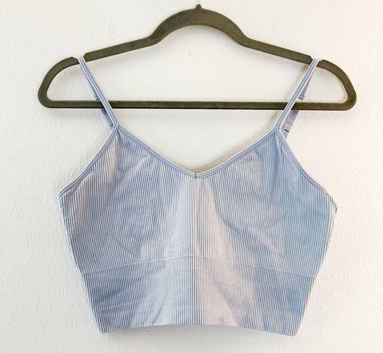 Zella Z by  Bralette Ribbed Seamless Longline Bralette in Blue Feather Sz L EUC