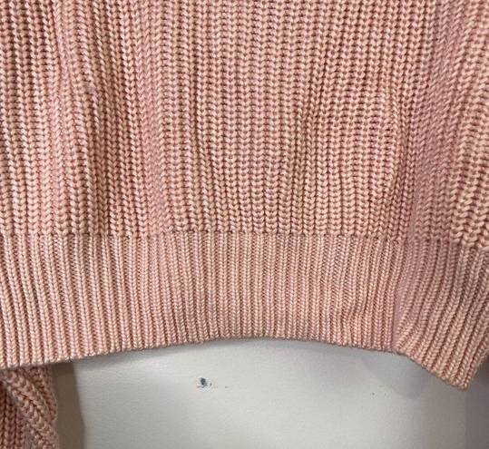 Lovers + Friends  Mockneck Cropped Loose Knit Pink Long Sleeve Wool Blend Sweater