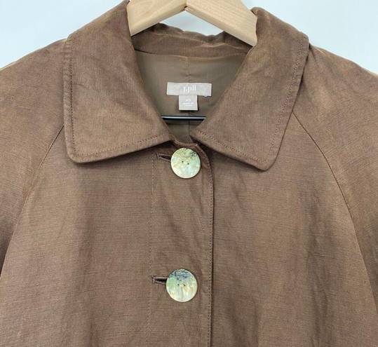 J.Jill  Silk Linen Blend Lightweight Jacket Blazer 3/4 Sleeves Brown Womens XS