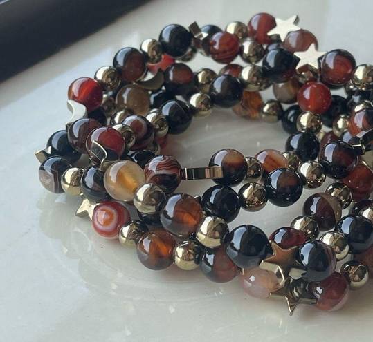 Onyx Sardonyx  carnelian ONE NEW stretch beaded bracelet natural stone crystal st