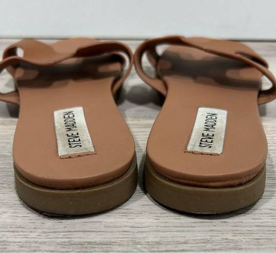 Steve Madden Roceen Sandals Brown Leather Slip On Flats Slides Shoes Size 7