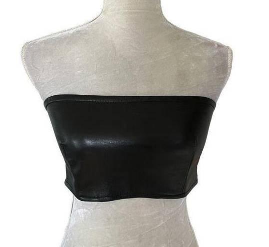 Good American  Better Than Leather Bandeau Top Black 3 Large