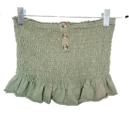 We The Free  Womens Size XS Green Ruffled Tube Top With Buttons