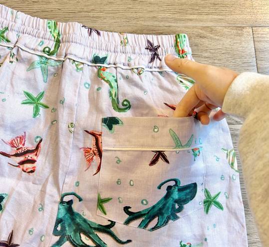 Hill House  The Skylar 100% Linen Pants in Sea Creatures Size M NWT