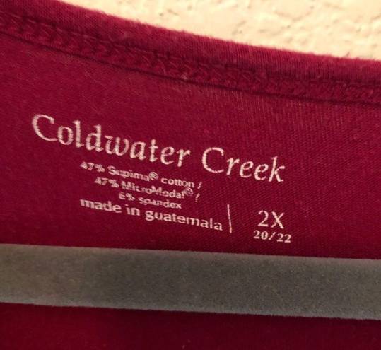 Coldwater Creek  Top Raspberry 3/4 Sleeve Jersey Tee Sz 2X GUC