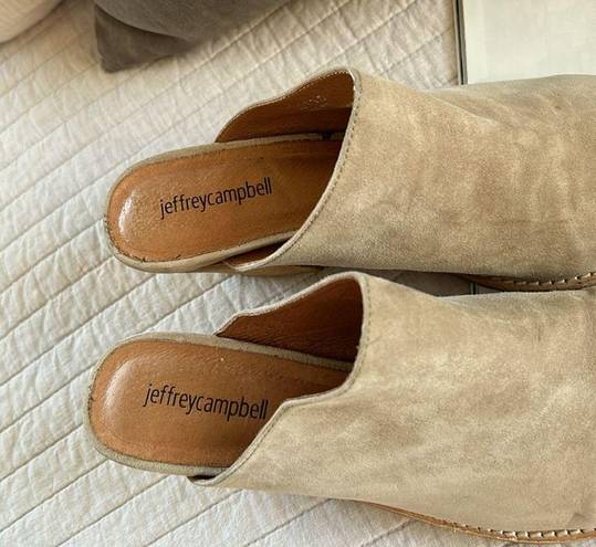 Anthropologie Jeffrey Campbell Favela-2 leather suede stacked heel pointed toe mules 9.5