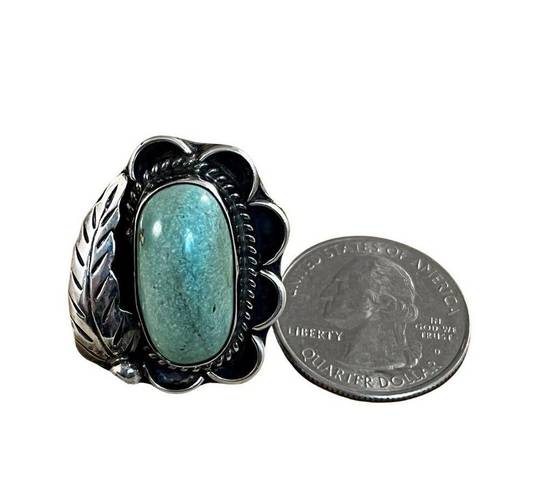 Vintage Green Turquoise Ring, Native American Indian Ring Sz 6.5