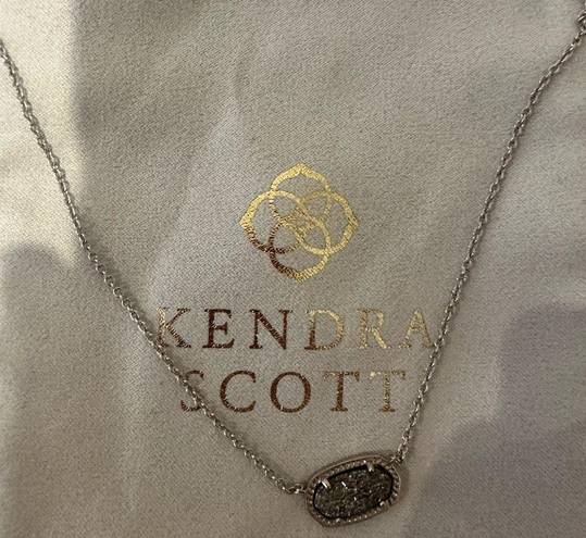 Kendra Scott  Elisa Platinum Drusy Pendant Silver Rhodium Chain Necklace