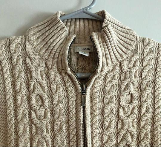 L.L.Bean  Zip Up Sweater Women’s Size Medium Cream Color