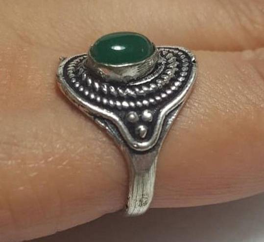 Onyx Natural Green  Sterling Silver Gemstone Ring No Stamp Ring size - 8