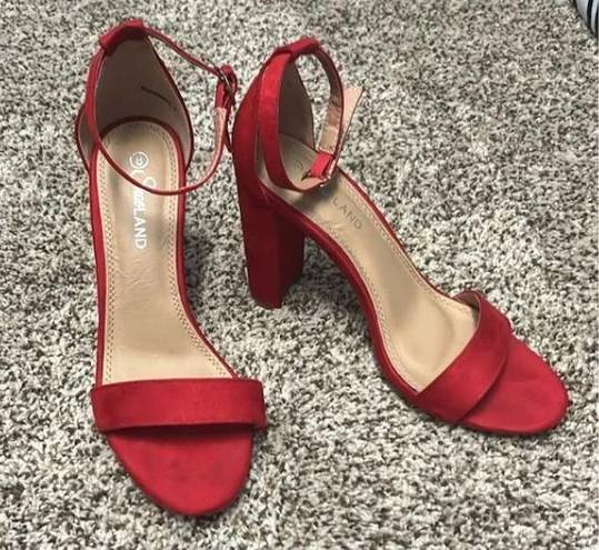 Shoe Land  Red Platform Heels, Size 8, EUC