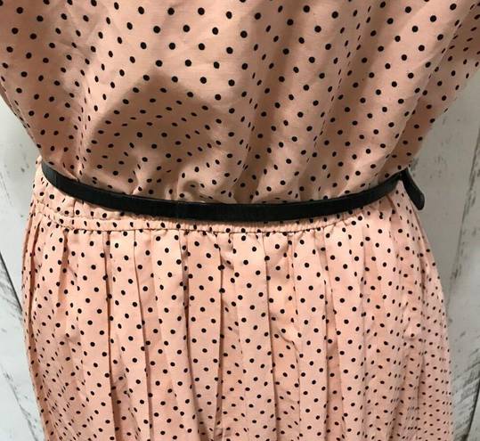 Bordeaux  Los Angeles lightweight dress in peach and black polka dots.  W/belt L