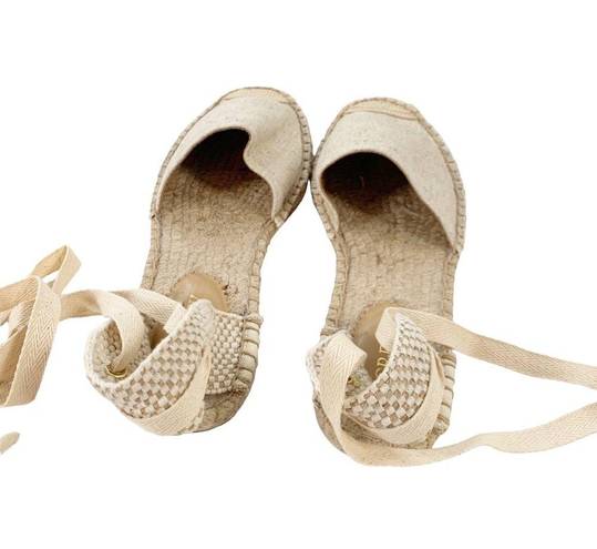 J.Crew  D'Orsay lace-up espadrilles Beige Gold 
Item AX839 Size 6.5 NWT