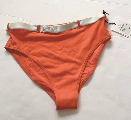 ONIA  Orange white high rise Bea belted bikini bottoms Large NWT