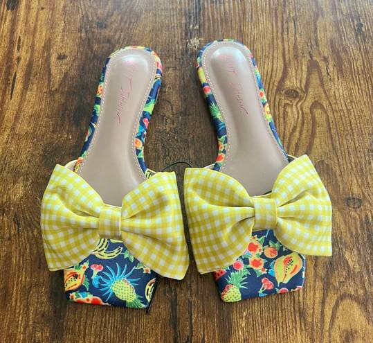 Betsey Johnson Fruit Gingham Bow Sandals