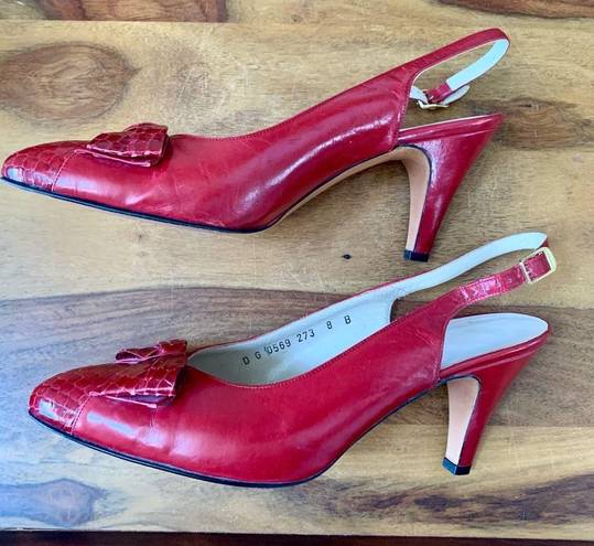 Salvatore Ferragamo  Red Leather Slingback Heels
