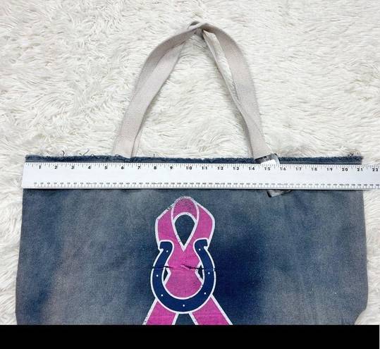 Little Earth Indianapolis Colts Blue Denim Breast Cancer Tote Bag