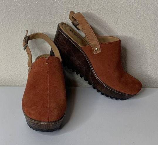 Born concept BOC Women’s Rust Platform Clogs Mules Shoes Adjustable Back Strap Brown Tan Sz 7