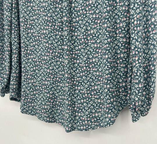 Market & Spruce Stitch Fix Market Spruce Gauzy Peasant Top Ditzy Floral Green Pink Boho Size XL